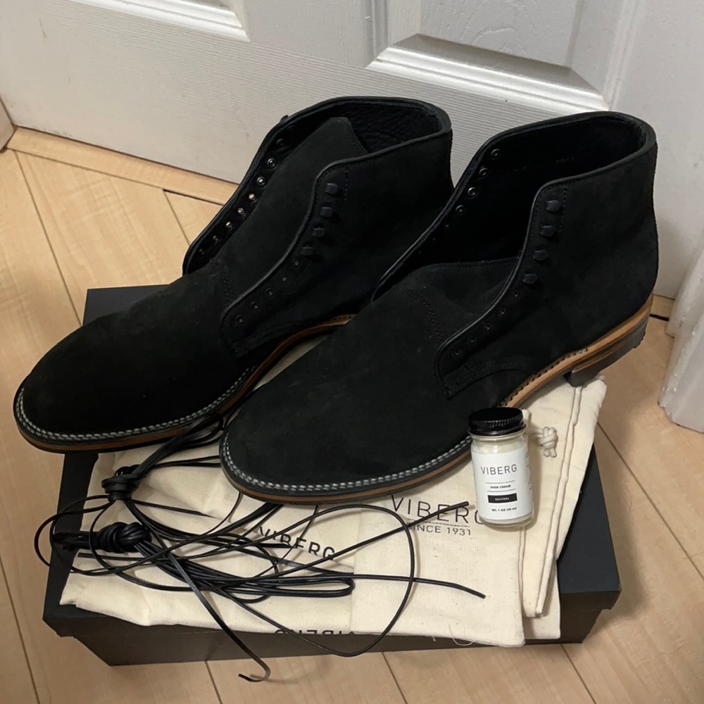 Viberg Zabri Leather Trimmed Suede Derby Boots